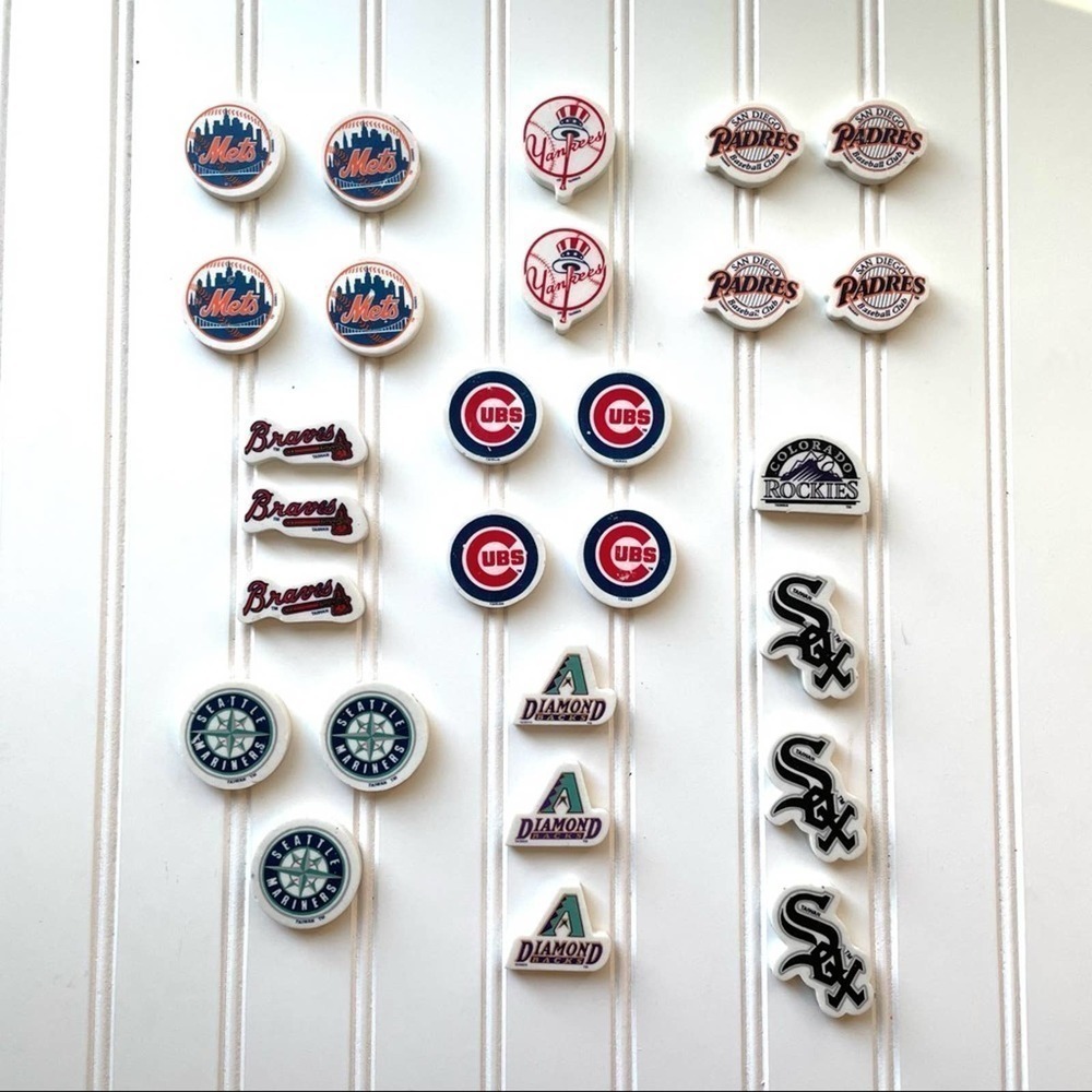 Vintage MLB Erasers Play by Play Bundle set of 27 Cubs Mets Sox Braves Baseball